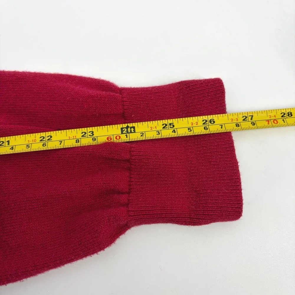 LL Bean Mens Medium Red‎ Cotton Cashmere V-Neck Pullover Sweater 274603 M-REG